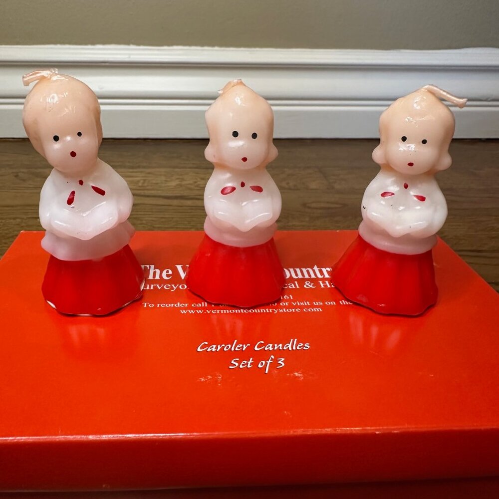 The Vermont Country Store Vintage Caroler Candles- Set of 3 - New In Box